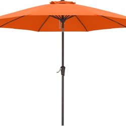 ABCCANOPY 9FT Outdoor Patio Umbrella, 8 Ribs Table Umbrella w/Crank for Easy Set Up, Suitable for Garden, Lawn, Deck & Backyard (Orange)