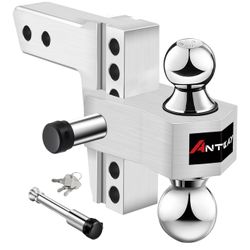 Brand New In The Box- Adjustable Trailer Hitch Towing Ball Mounts, Fits 2.5-Inch Receiver, 6" Drop/Rise Drop, Dual Ball (2" X 2-5/16"), 18,500 GTW wit