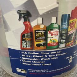Car Wash Kit Bucket/turtle Wax/Turtle Wax Car Wash /Hardshell Wax/Carpet Cleaner/Glass Cleaner/Tire Care/Mitt / Brush $60