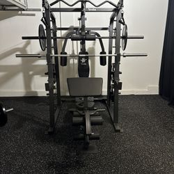 Vesta Fitness Smith Machine 2001 w/Bench Attachment | 230lb Bumpers Weights | 7ft Olympic Bar | Fitness | Gym Equipment | FREE DELIVERY 🚚 