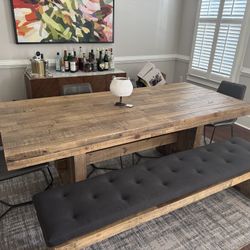 Large Dining Table And Dining Bench With Cushion 