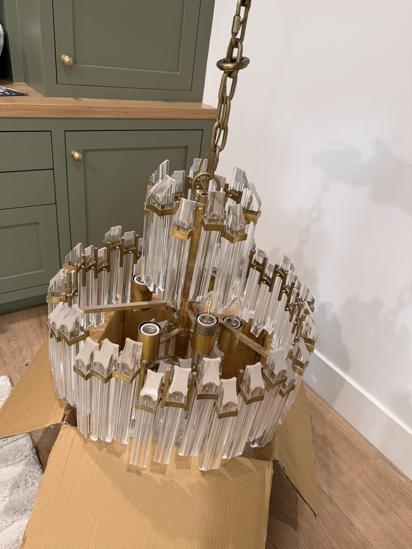 Brass and Acrylic chandelier