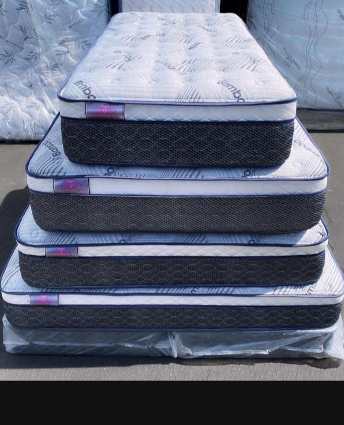 Brand new E KingCal KingQueenFull And Twin Size Pillow Top Mattress And Box SpringPrices Are Between $160 $350