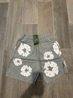 Grey Denim Tear Shorts