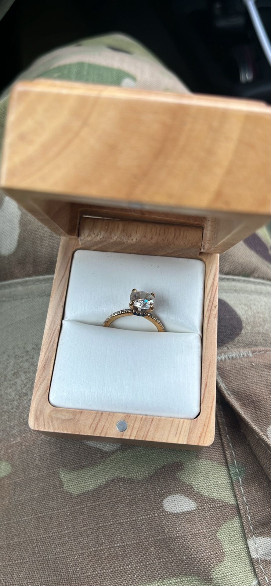 Moissanite Demi Diamond Ring with sapphire 