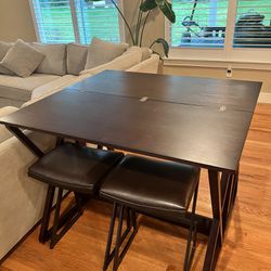 Extending Counter Height Table & 4 Stools 