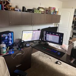 Executive Desk And Wall Cabinet