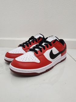 New Nike Dunk Low By You sneakers feature a classic Chicago-inspired color scheme