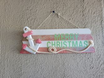 Beachy Shabby Chic Merry Christmas Anchor Sign