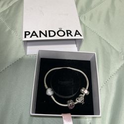 Pandora Bracelet With Charms And Box 