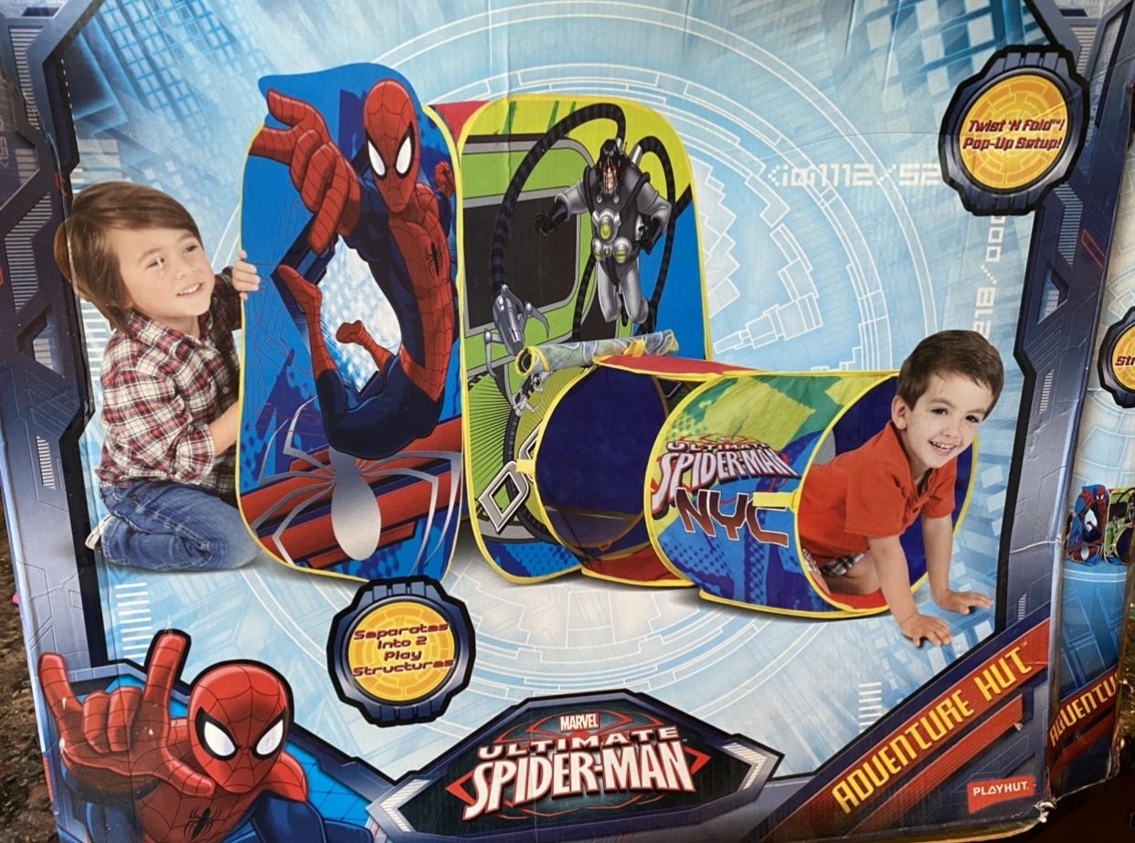 ADVENTURE HAT SPIDERMAN TENT SPIDER MAN PLAY HUT AND TUNNEL NEW