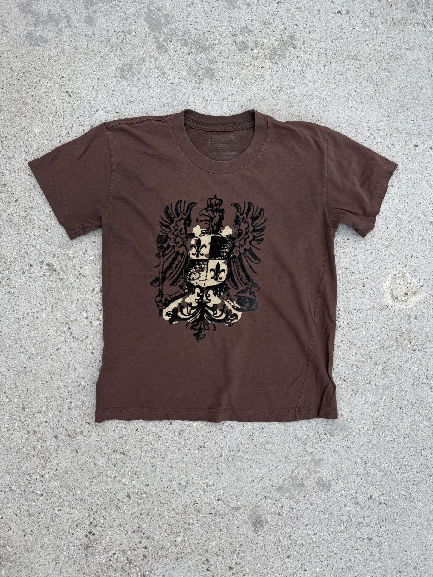 Brown and black goth grunge t-shirt with a hint of punk flair Size Large