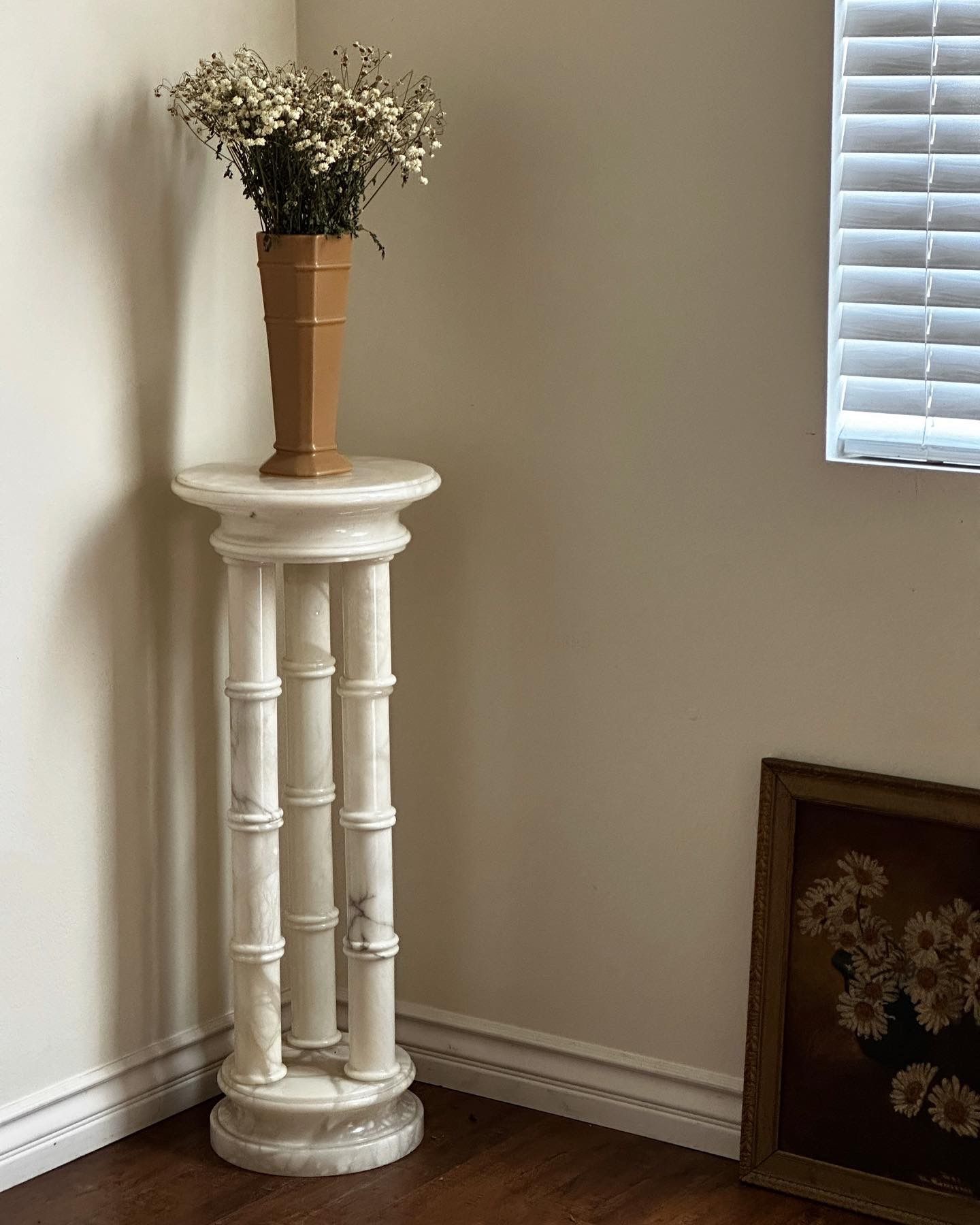 vintage italian alabaster greek column pedestal