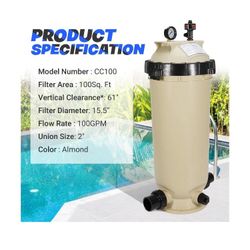 Pentair Clean & Clear Single Cartridge Pool Filter Assembly, 100 Sq. Ft., 100 GPM (Model EC-160316 / 160316) 💧 Product Overview: Crystal Clear Water,