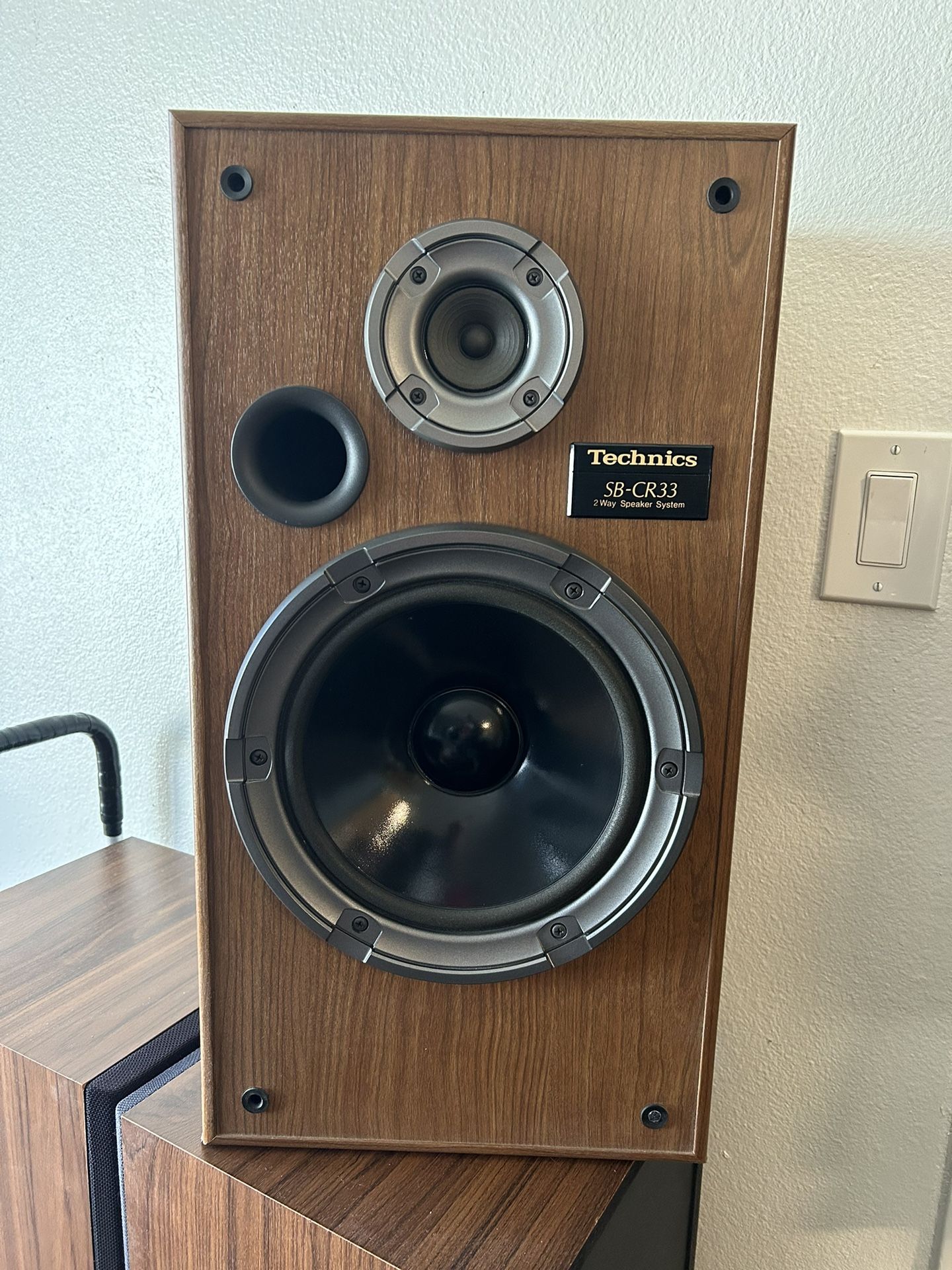 VINTAGE TECHNICS SB-CR33 2-Way SPEAKERS - Simulated Wood Cabinet