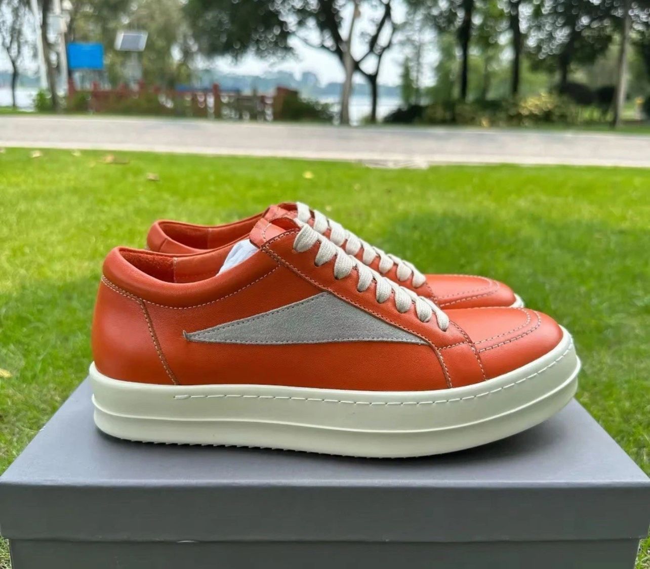 Rick Owens Vintage Leather Orange Low Sz 9.5 US
