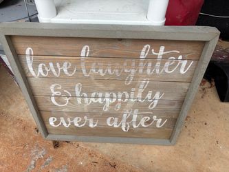 Rustic Wood Wall Sign Love Laughter Happily Ever After
