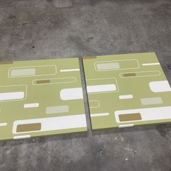 2 Modern Painting Wall Art Geometric Shapes Hand Painted Green 25"x25" Inhabit Living