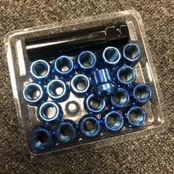 Blue lug nuts with locking key