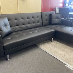 💥HOT SALE Black Tufted Sectional Sofa Bed👍FREE FINANCING AVAILABLE 👉 NO CREDIT CHECK 👉 0 DOWN PAYMENT 