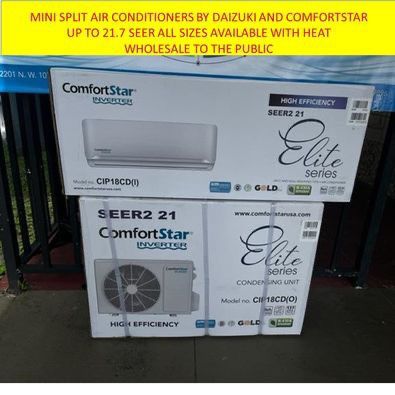 Comfort Star 18,000 BTU mini split air conditioner 21 seer five year ...