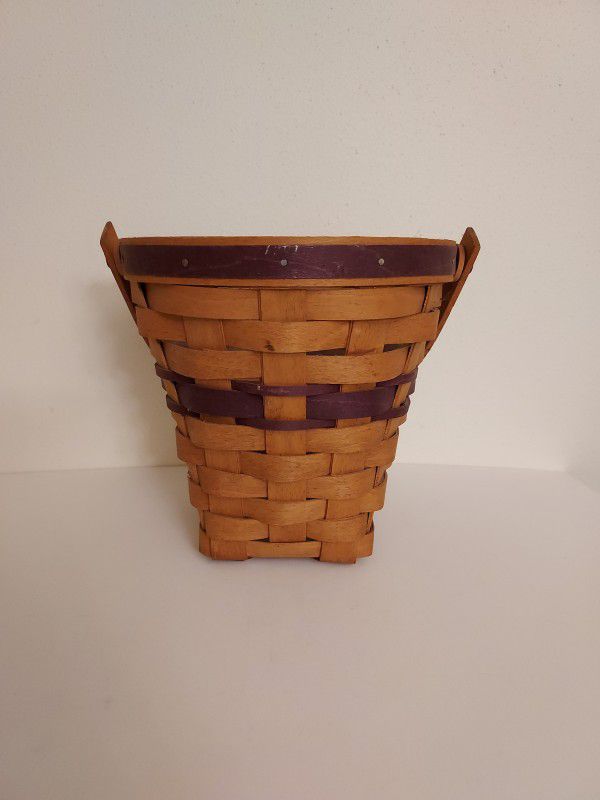 Longaberger 1994 Lilac Vintage Basket With Handle And Plastic Liner 6.5" High