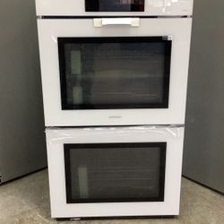 Bespoke White Glass Double Wall oven 
