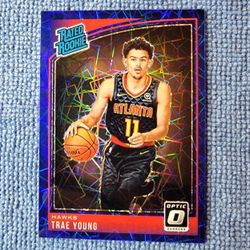 Trae Young 2018-19 Rookie Blue Velocity Optic No. 198 Atlanta Hawks 
