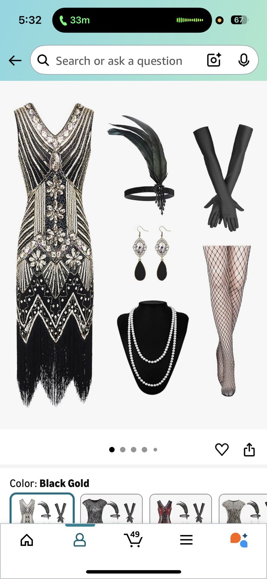 Luxury Halloween Costume Flapper Dress Set