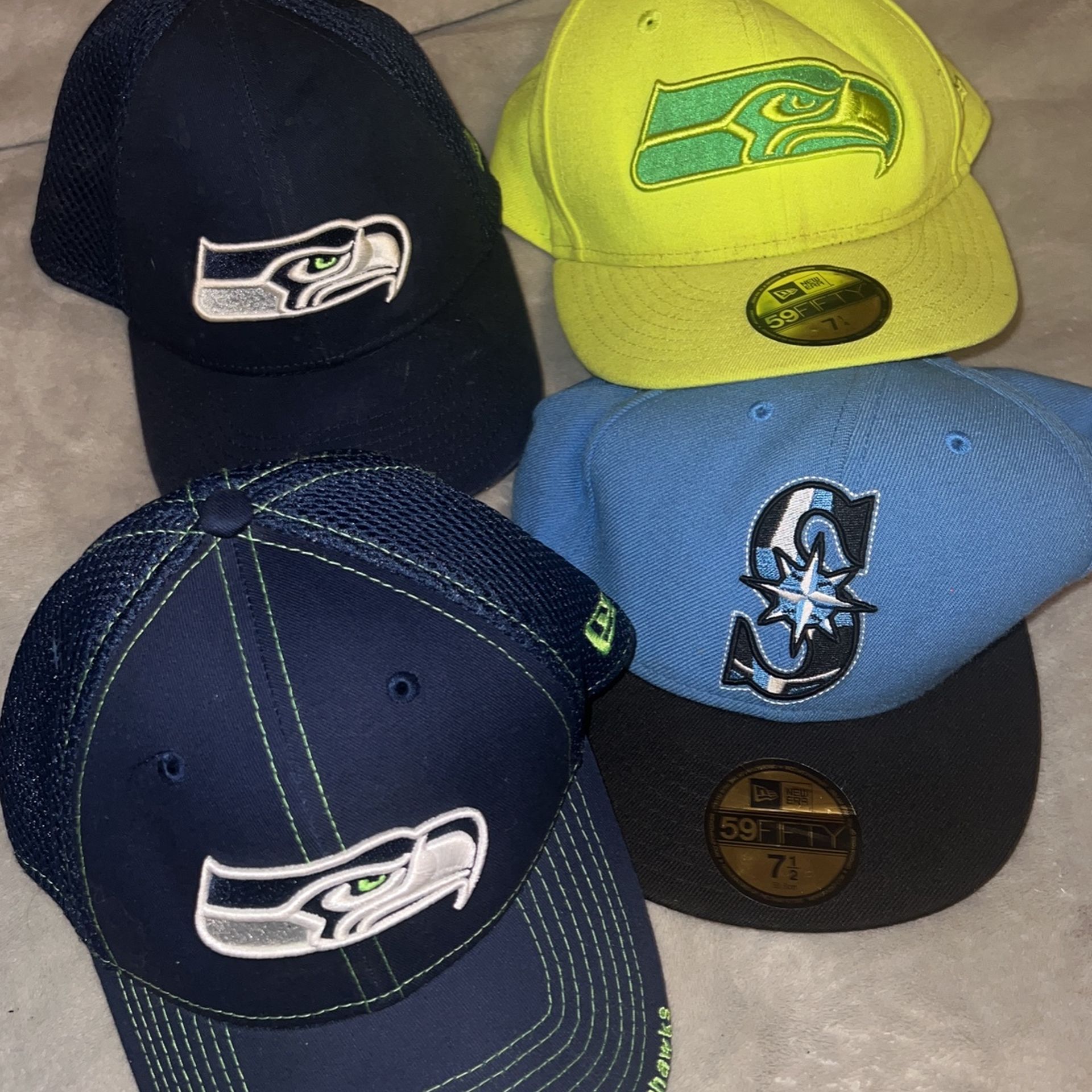 Some New And Some Great Condition Seattle Seahawks Blue Color Sounders $25 Each Hat