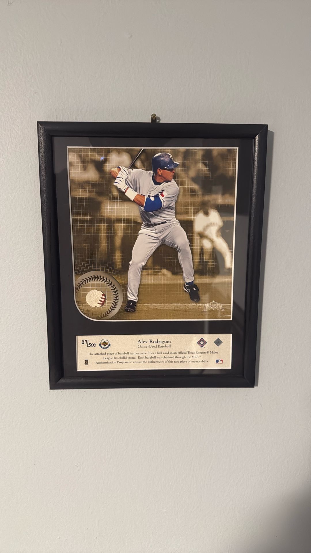 Alex Rodriguez Limited Edition MLB Plaque w/ Game-Used Baseball – #27/500 Texas Rangers