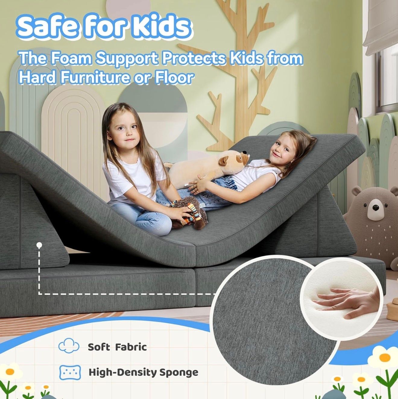 Kids And Toddler Play Couch Dark Grey