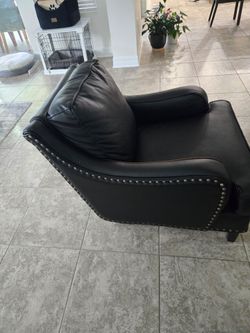FREE Set of 2 Black Faux Leather Armchairs / Accent Chairs