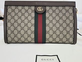 Authentic Gucci Ophidia Shoulder Bag & Clutch in GG Surpreme with Gold Chain