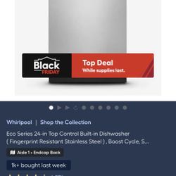 Whirlpool 24 in. Fingerprint Resistant Stainless Steel Top Control Dishwasher