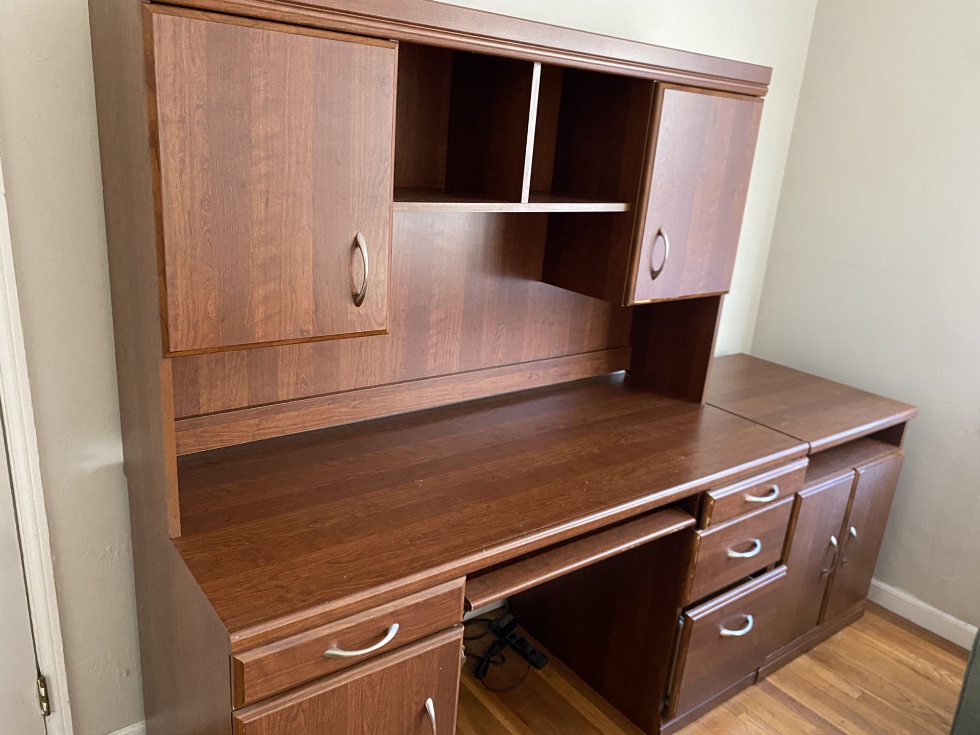 MCM 3 Piece Office Desk Computer desk with Hutch and Side File cabinet Plus ๐ lock