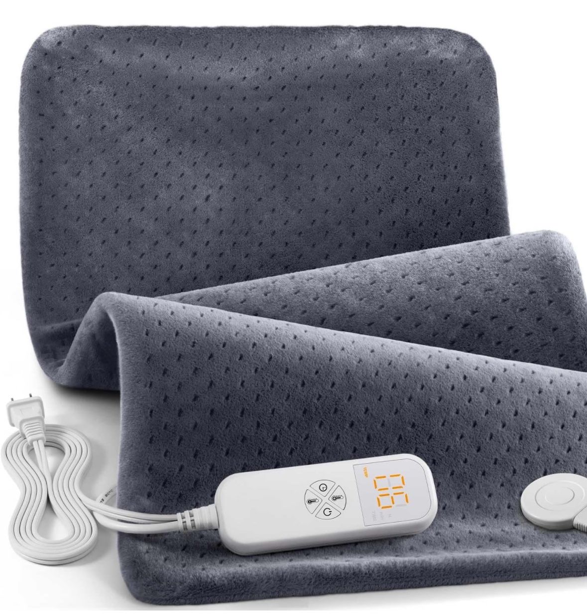 Electric Heating Pad for Back Pain Relief, 33"x17" , 6 Heat Settings & Auto Off, Gray