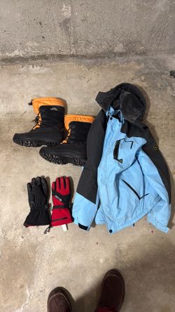 Men’s Winter Snow Gear Package – Jacket, Boots & Gloves – Size Large / 12