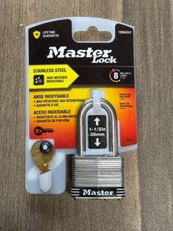 Master Lock Stainless Steel Outdoor Padlock with Key, 1-3/4 in. Wide, 1-1/2 in. Shackle