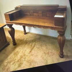 Victorian Antique Wood Desk Table Office Secretary Bedroom Furniture Vintage 