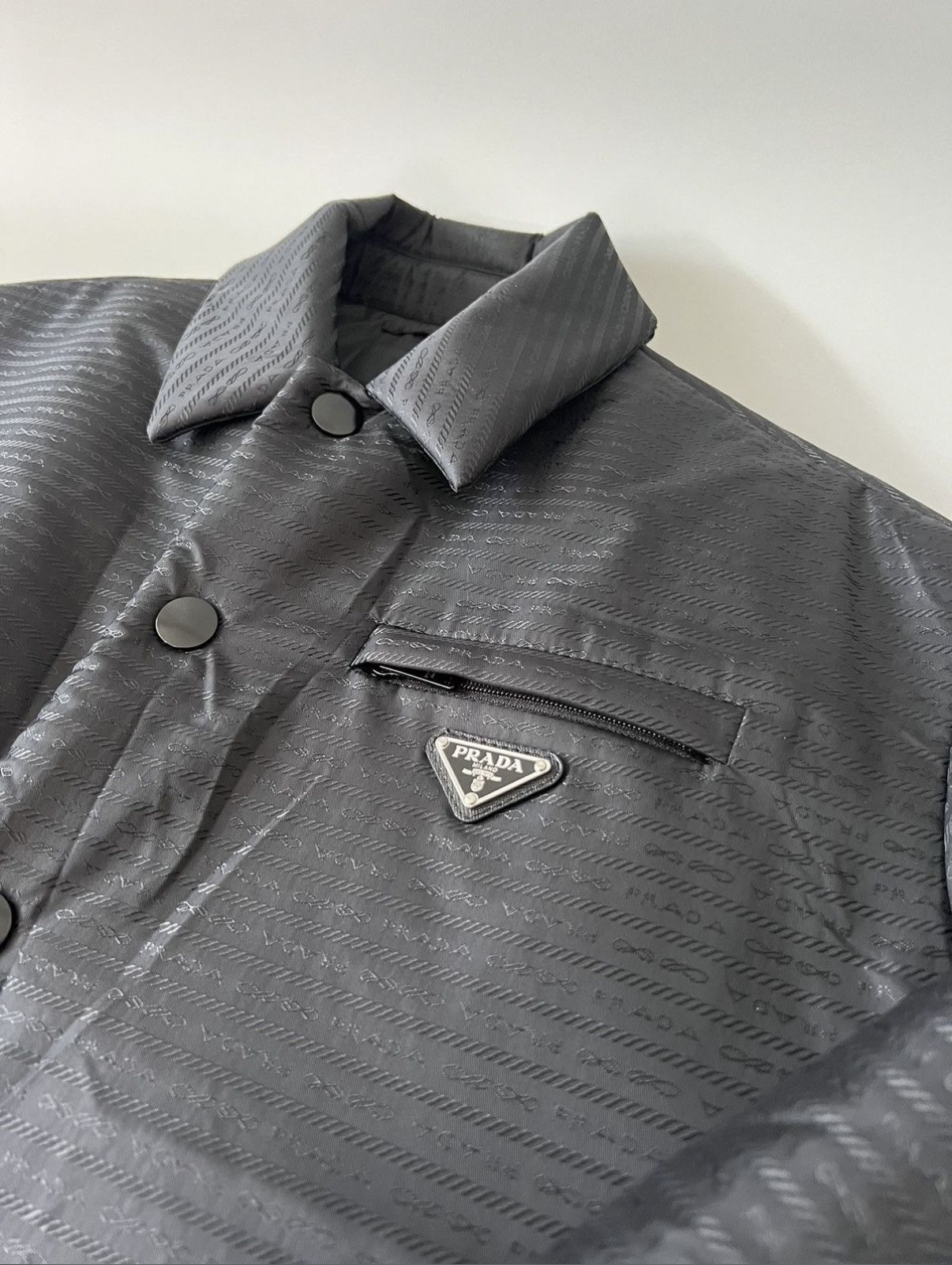 Prada Plaque Logo Padded Shirt Jacket