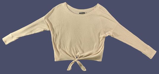 Abercrombie & Fitch XL Ribbed Tie-Front Women Crop Top – Ivory
