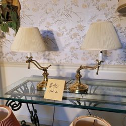 Brass Bedside Lamps With Articulating Arms