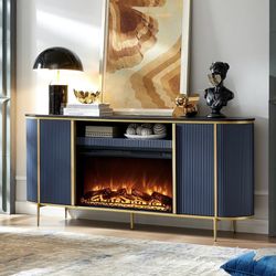  Fluted Fireplace TV Stand