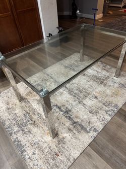 Glass Top Dining Table with Chrome Legs