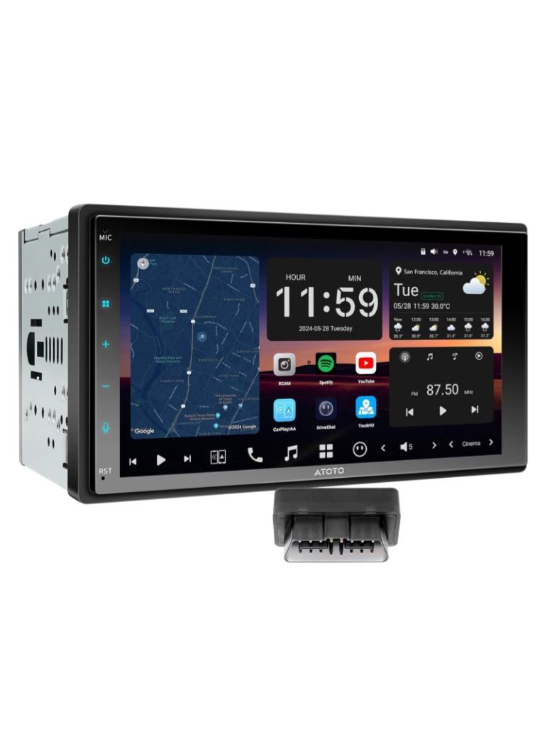 Car Stereo Radio X10 Double Din 7” Touch Screen, 4G LTE WiFi, Built-in Amplifier, GPS, Vehicle Diagnostics, HDMI, Wireless CarPlay Android Auto, GPS