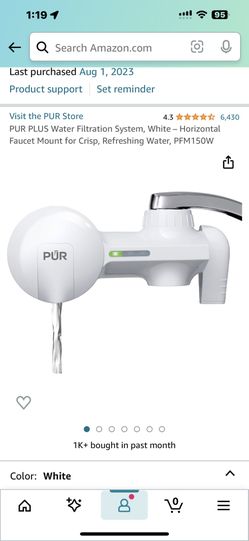 PUR PLUS Water Filtration System, White – Horizontal Faucet Mount for Crisp, Refreshing Water, PFM150W