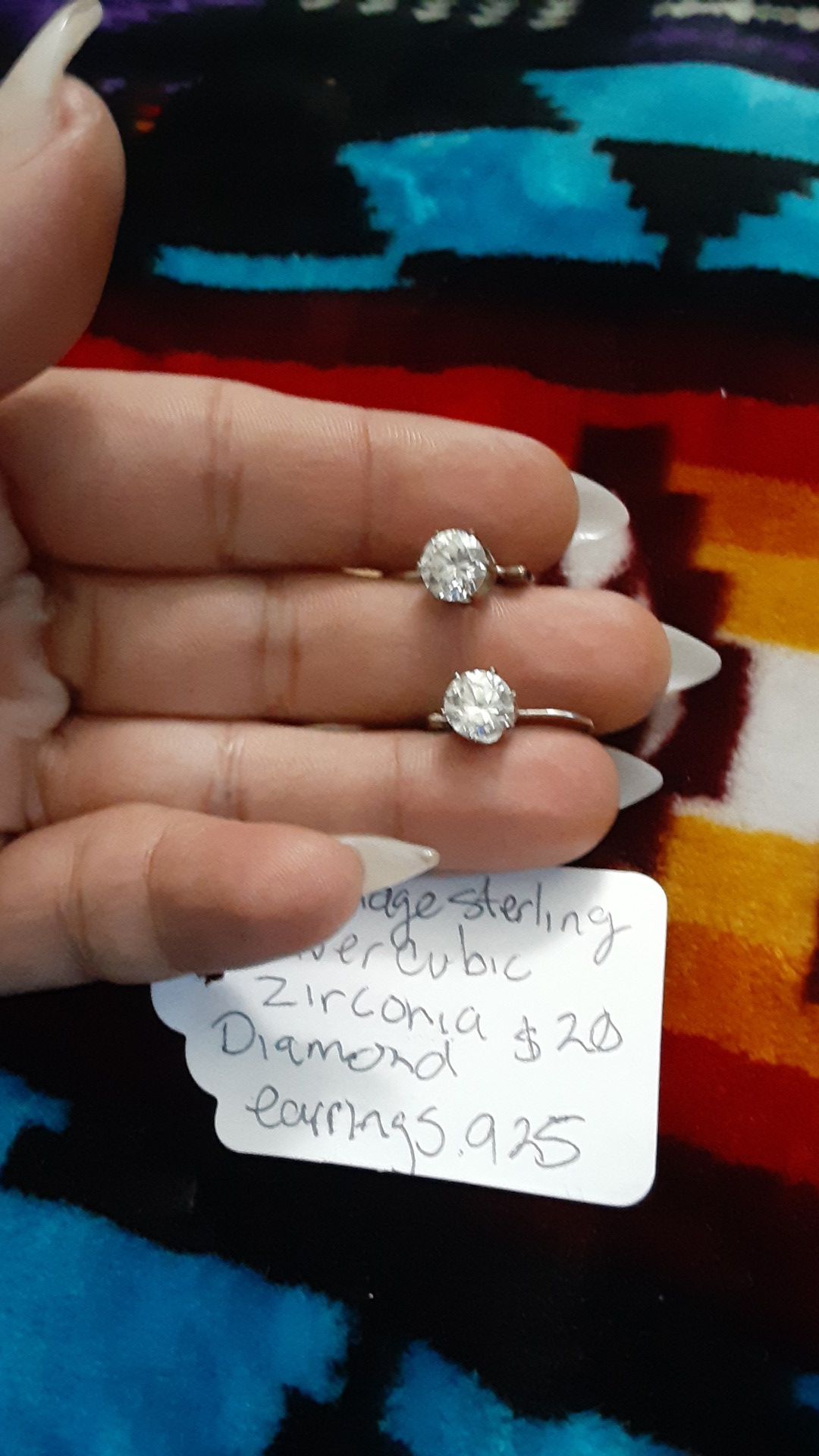 Vintage sterling silver cubic zirconia diamond