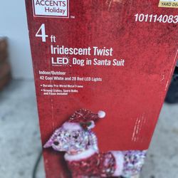 4 Ft. Iridescent Twist LED Dog in Santa Suit Holiday Yard Decoration Y25 New 