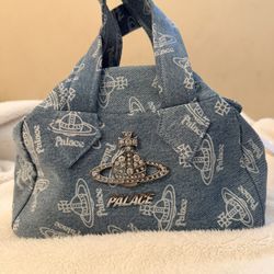 Palace x Vivienne Westwood Bowling Bag in the Orb Print design and denim material